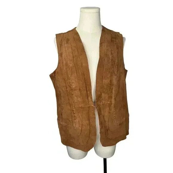 Chico's Jackets & Blazers - Chico’s Women's Leather Vest Brown Suade size 2 Bohemian Boho Country Vests
